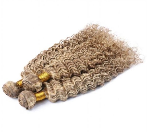 

dark root piano 8 613 mixed color peruvian virgin human hair 3pcs deep wave brown blonde two tone human hair weave bundles6145740, Black;brown