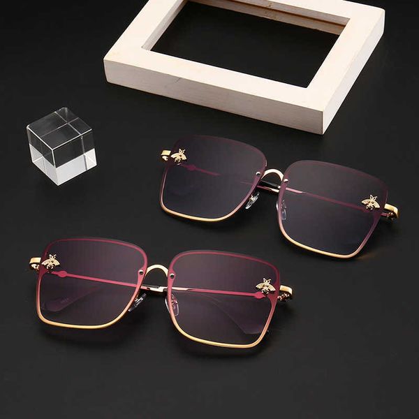 

large box small bee female personality metal sunglasses 5927, White;black