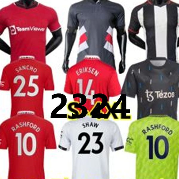 

carabao cup final 23 24 sancho soccer jerseys fans player antony eriksen b.fernandes rashford football shirt 2023 2024 casemiro elanga varan, Black;yellow