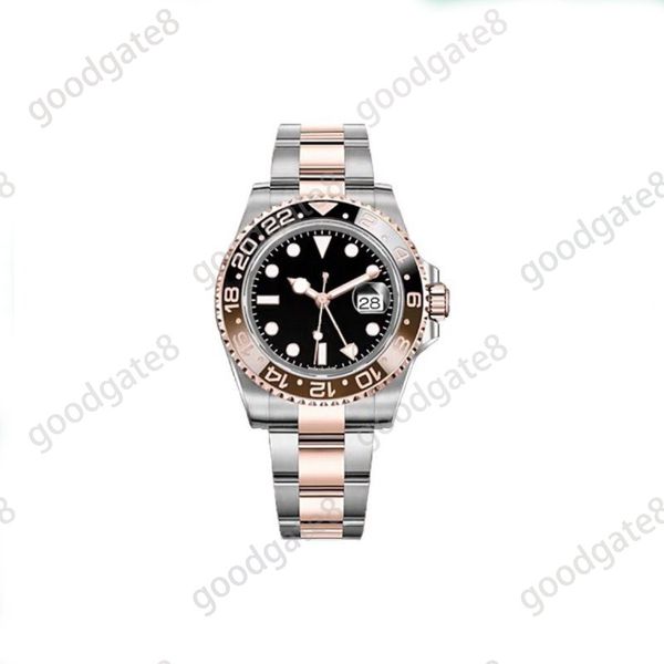 

trendy v12 watch multi style mens gmt sub watches mechanical 904l stainless steel strap montre de luxe ceramic bezel 3130 automatic wristwat, Slivery;brown