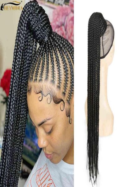 

22inch long synthetic box braid drawstring ponytail wavy curly ponytail hairpiece synthetic hair extensions for women heymidea 2208615706, Black;brown