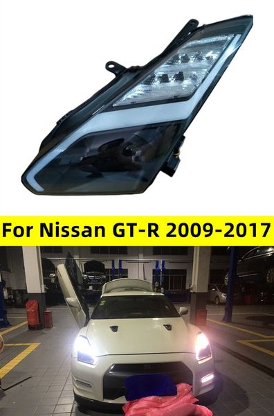 

car styling head lamp for nissan gt-r headlights 2009-20 17 gtr led headlight drl angel eye hid bi xenon auto accessories