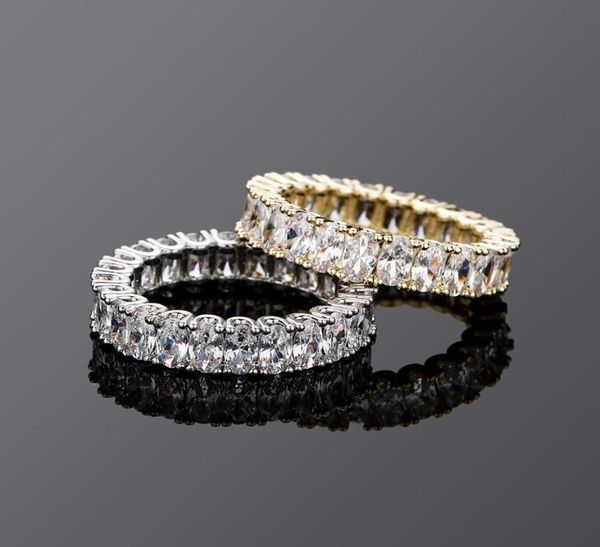

iced out ring for men 18k white gold plated full micro pave prong setting aaa cz ring hip hop simple jewelry9328660, Silver