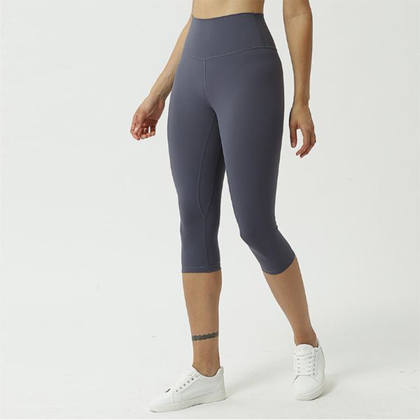 

lu women yoga leggings align fitness cropped-pant soft high waist capri pants hip lift elastic casual jogging pants m1902