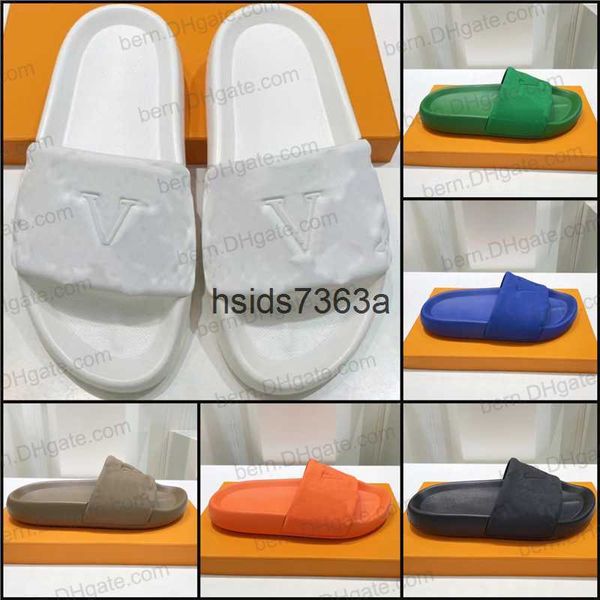

premium quality brand pool pillow comfort women's slippers sandals for couple embossed pvc summer slides 6colors eu35-45, Black