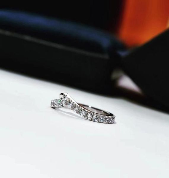

fashion18k gold platinum halfring diamond asymmetrical wedding ring fashion accessory ring will never fade and will not drop7103650, Silver