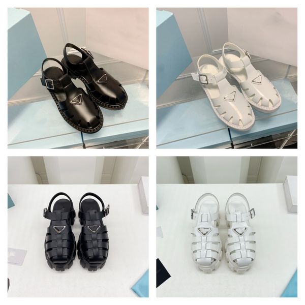 

triangle logo platform sandals classic ladies black white luxury summer slippers famous designer vintage rubber roman shoes beach fashion ro