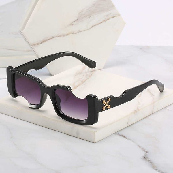 

sunglasses 2021 new fashion rectangle glasses women men brand designer characteristic incomplete style gradient lens pc frame uv400, White;black