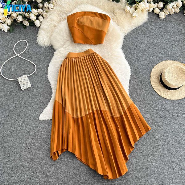 

yiciya autumn winter christmas two piece dress knitted sets beading stand collar short sleeve ball gown skirt woman sets suits 2023, White