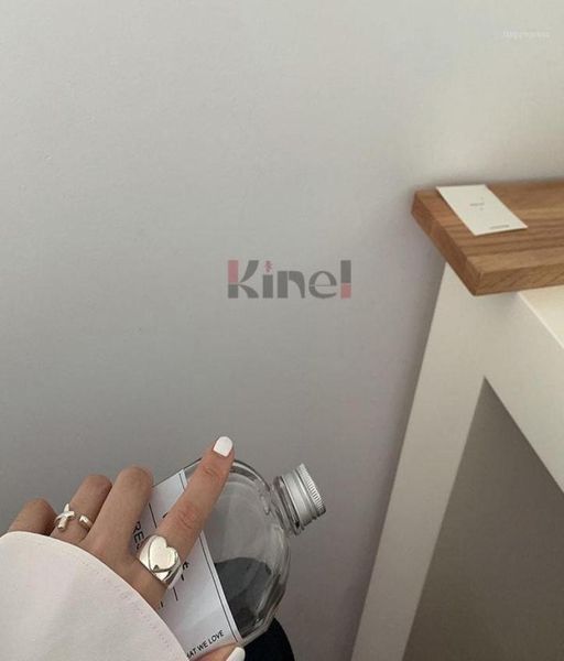 

kinel 925 sterling silver love heart width rings for women couples creative trendy wedding korea jewelry gifts prevent allergy11571025, Golden;silver
