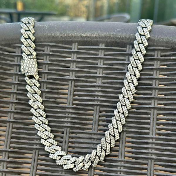 

14k gold plated miami cuban link chain with lab diamond clasp men's hip hop necklace bracelet, Silver