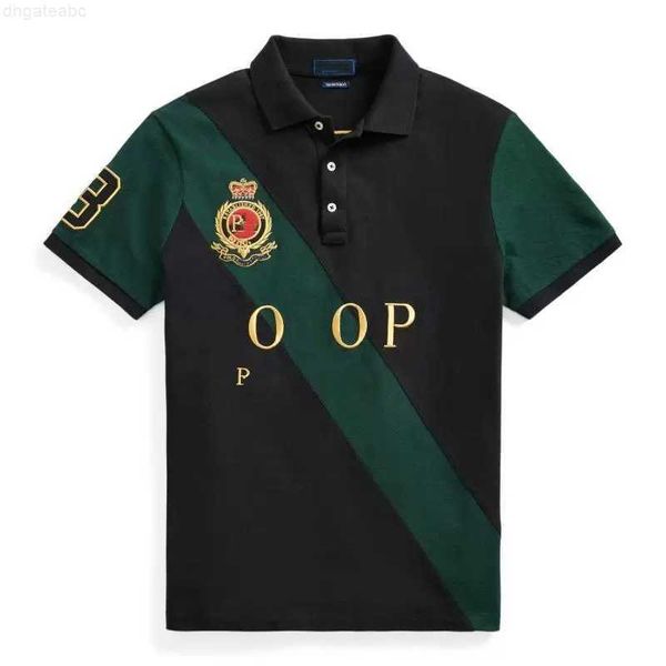 

men's polos lapel shirt cotton short-sleeved t-shirt men's british casual color contrast plus size sports cross-border s-5xl, White;black