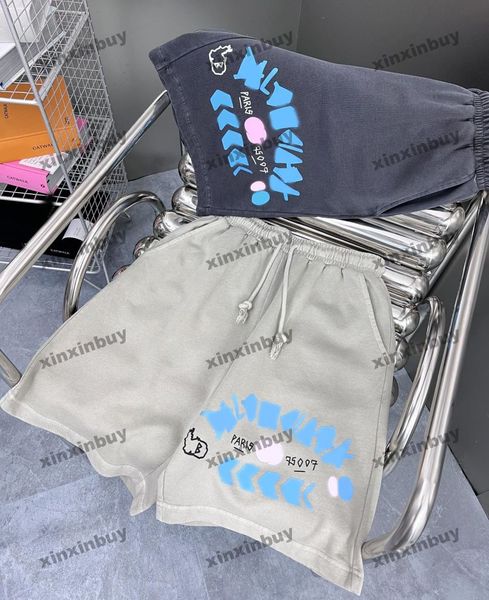 

xinxinbuy men women designer shorts pant paris destroyed tie dye cotton fabric spring summer black blue khaki s-2xl