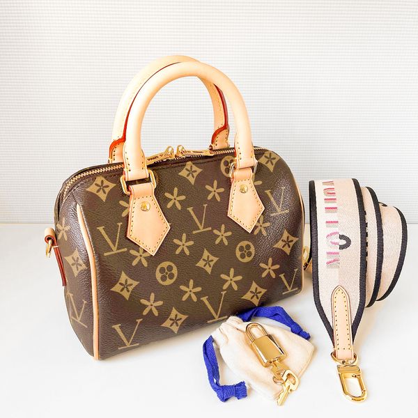 

m81085 speedy nano 20 25 bag women's mens small handle luggage bag tote clutch leather purse and handbag embossed bag shoulder sport du