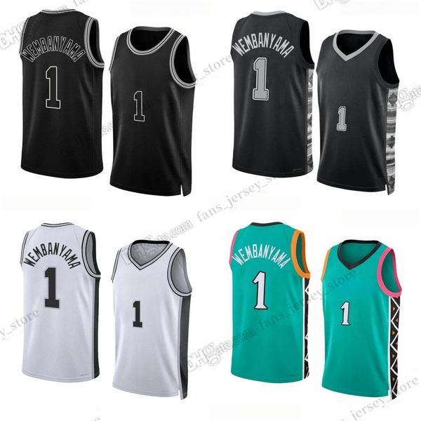 

victor wembanyama basketball jerseys s-xxl 2023-24 first draft white black men city printed jersey, Black;red