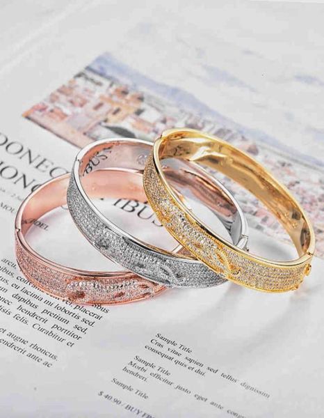 

kajia leopard head 18k gold plated bracelet women039s hand net red jewelry fashion personality full diamond bracelet accessorie7816660, Black