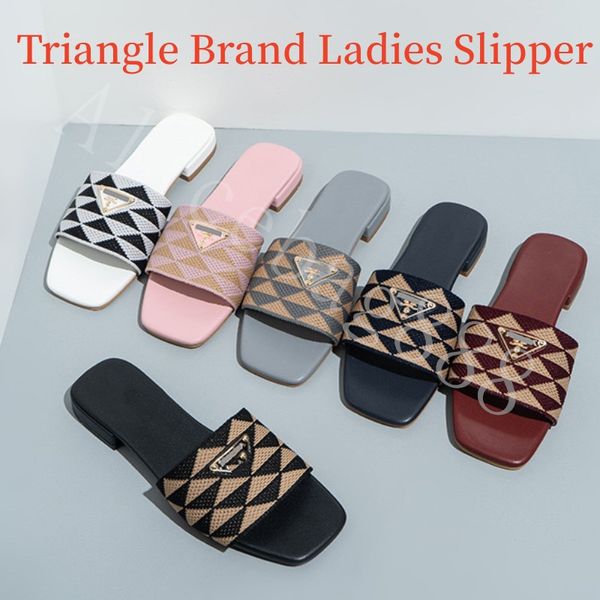 

triangle brand slippers embroidered flat slippers summer sea shoes  color outdoor leather sole sandals indoor shoes scuffs 36-42 size fast, Black