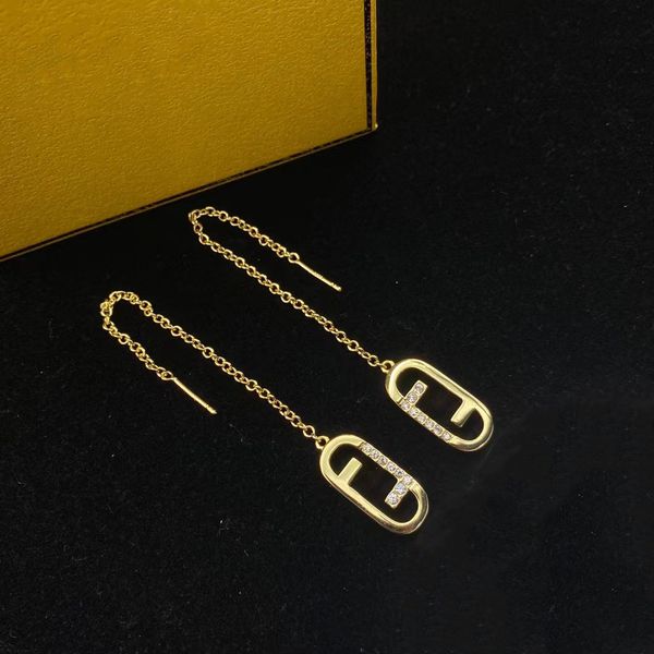 

fashion gold plated brass letter f pendant diamond ear line for women charm metal statement jewelry punk accessories stud, Golden;silver