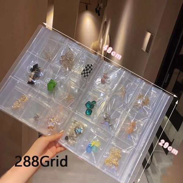 

jewelry stand album penyimpanan perhiasan anti oksidasi desklaci organizer transparan kalung gelang cincin pemegang buku tas 230517, Black