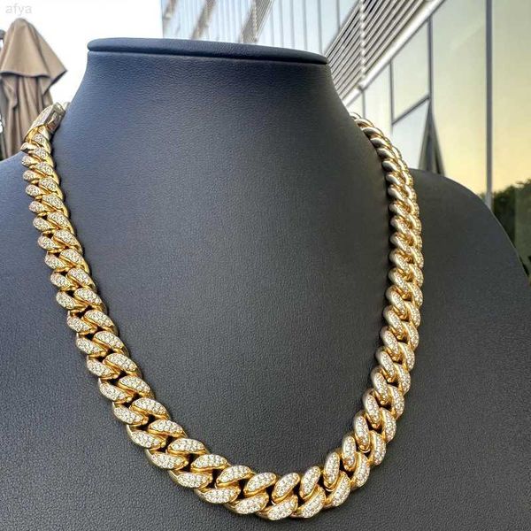 

necklace chain 18k gold plated cuban moissanite, Silver