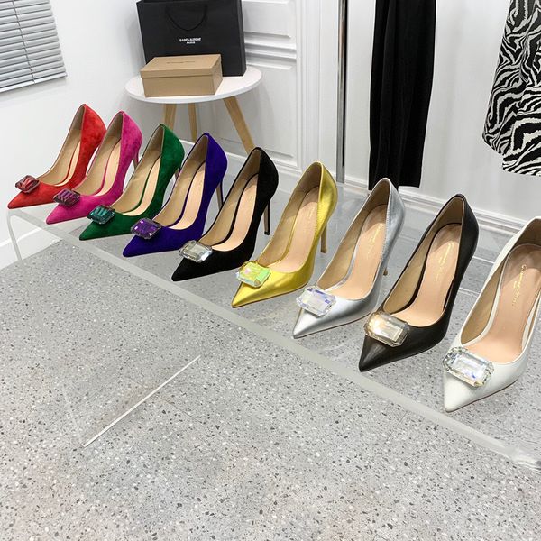 

gianvito rossi105mm stiletto pumps large crystal decoration bridal shoes pointed toes stiletto heels pumps heeled women luxury designers dre, Black