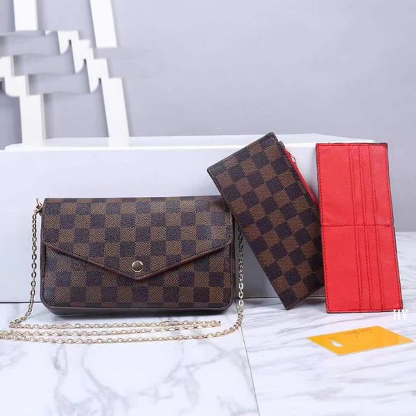 

designers pochette 3 pcs/set wallets women embossing leather handbags luxurys womens messenger chain shoulder bag clutch crossbody purse