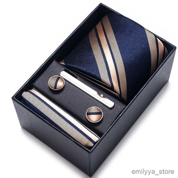 

2pcs handkerchiefs silk tie handkerchief cufflink set for men necktie holiday gift box blue gold suit accessories slim wedding, Blue;white