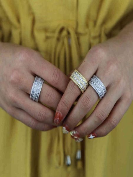 

2021 luxury fashion gold silver color white engagement wedding band eternity ring for women christmas gift love jewelry3067244