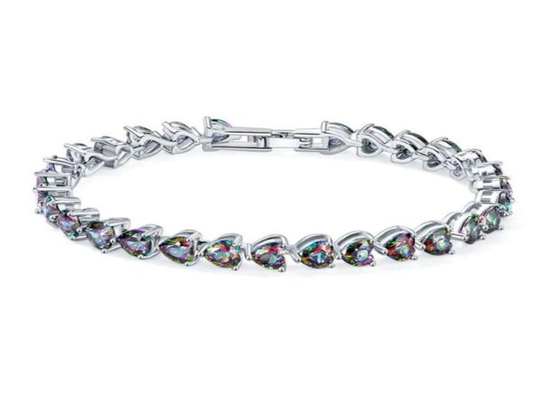

3pcs lot luckyshine sell fashion 925 sterling silver natural heart fire mystic z gemstone chain bracelets3181141, Golden;silver