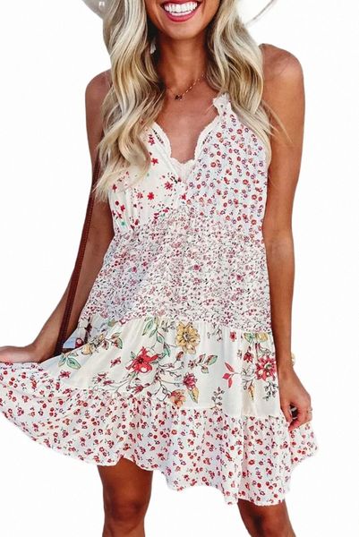 

white floral ruffled spaghetti strap mini dress c6oq#, Black;pink
