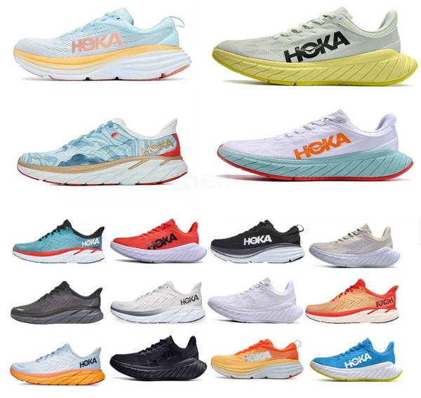 

one hoka bondi 8 clifton athletic shoes runner hokas carbon x2 triple black white light blue hokas outdoor designer trainers lifestyle shock