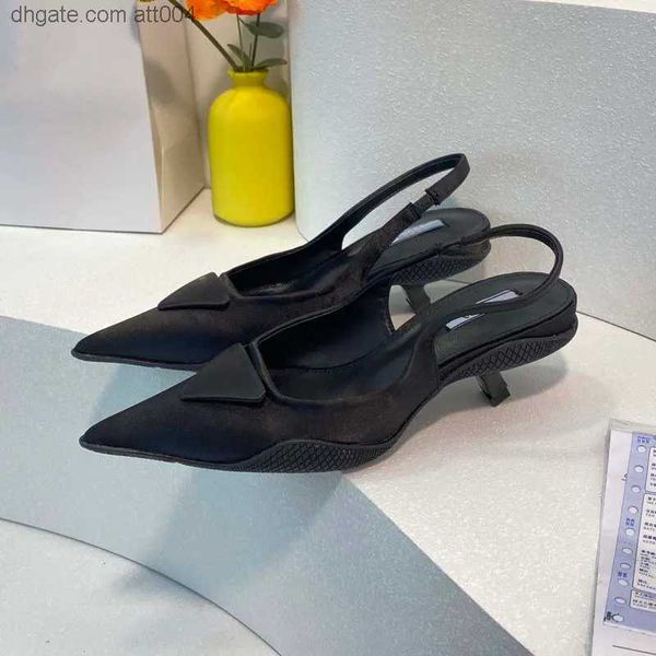 

heel sandals triangle gauze rhinestone decorative calico ladies dress shoes luxury designer smooth, Black