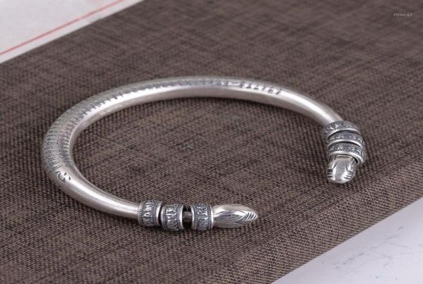

other bracelets 990 sterling silver tibetan six words mantra bangle for men and women buddhist heart sutra good luck jewelry2225419, Golden;silver