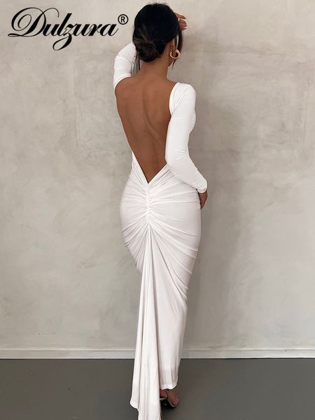 

urban dresses dulzura pakaian y2k ruched musim gugur gaun midi bodycon leher o tanpa punggung 2023 klub pesta ulang tahun elegan 230517, White;black