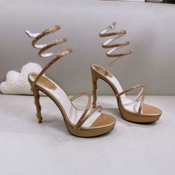 

rene caovilla stiletto heels sandals luxurys designers dress shoes women slipers cleo margot butterfly-detailing sandals rhinestone studded, Black