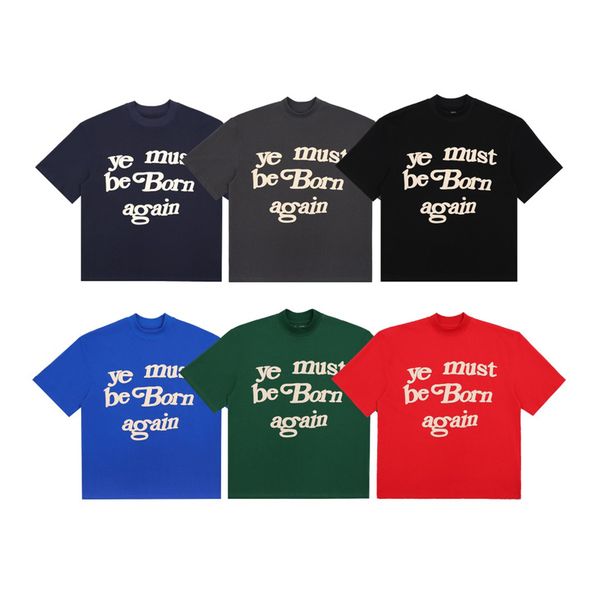 

23ss short sleeve cotton tee plus size usa trends foam print fashion born again summer skateboard t shirt streetwear europe men tshirt, Black;brown