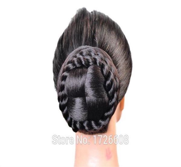 

synthetic extension chignon hair bun clip braid hairpiece updos fake buns bridal hair pieces wedding hair accessories1242167, Black;brown