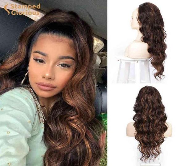 

stamped glorious long wavy synthetic hair drawstring ponytail clip in hairpiece green blue natural ponytail for women daily 2202088934984, Black;brown