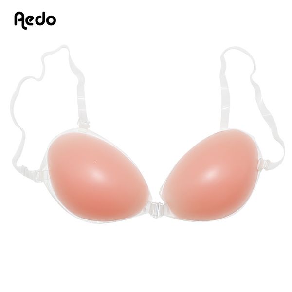 

bras aedo adjustedstraps invisible selfadhesive silicone women sticky pushup seamless reusable nude 230517, Red;black