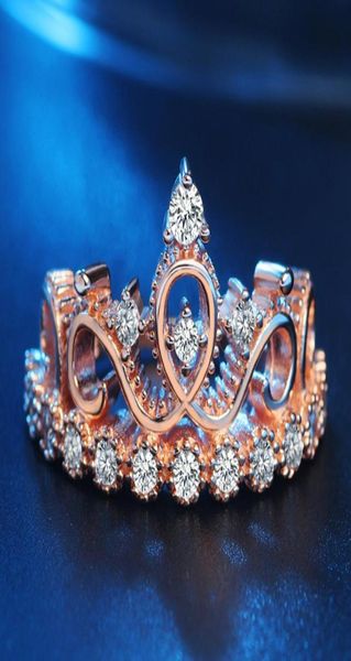 

whole selling jewelry ring jewelry electroplated rose gold korean crown diamond ring girl4371448, Silver