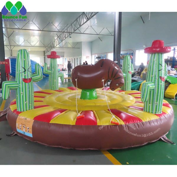 

inflatable rodeo bull inflatable manual bull riding game inflatable bungee bull with circular mattress for kids