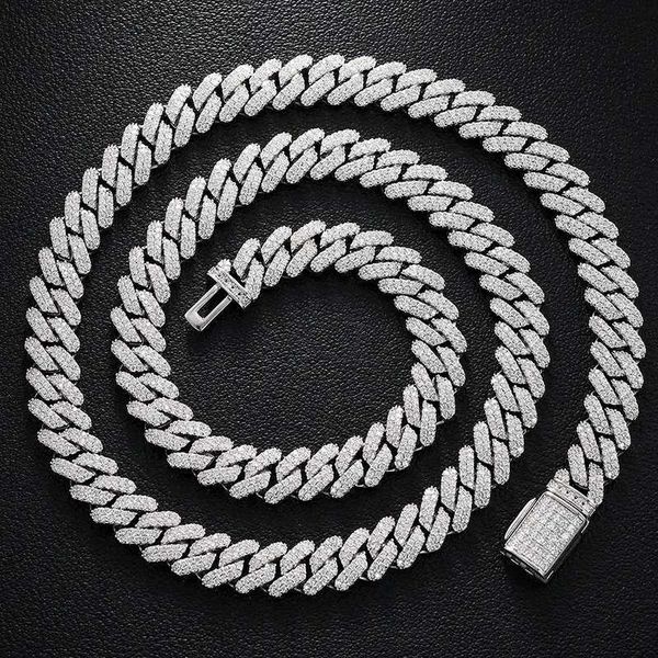 

custom necklace hip hop style 925 sterling silver 12mm width full of moissanite cuban link chain for men