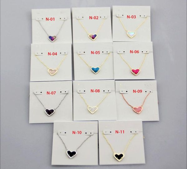 

pendant necklaces necklace heart drusy stone real 18k gold plated dangles glitter jewelries letter gift with dust bag8945424, Silver