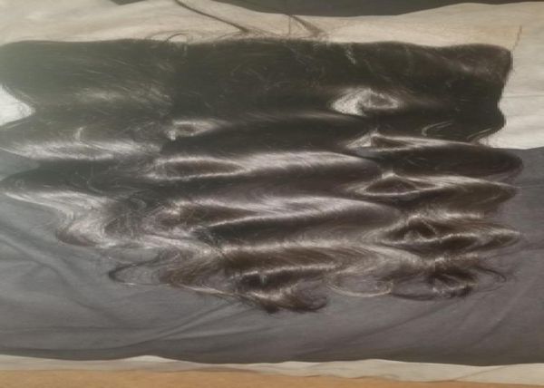 

medium brown lace long frontal 22quot natural human hair straight body wave brazilian virgin hair preplucked line8851173, Black