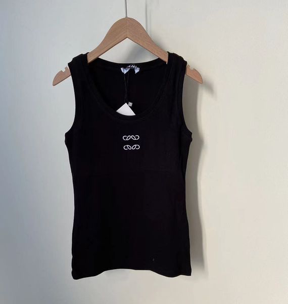 

women's designer knitted t-shirt embroidered tank yoga tank sports tank top, White