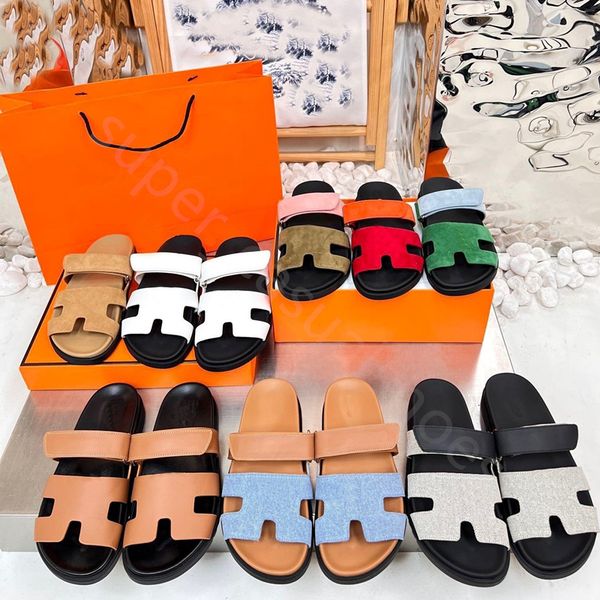 

designer chypre slippers classic slides platform sandals leather flip flops men women luxury summer shoes with box, Black