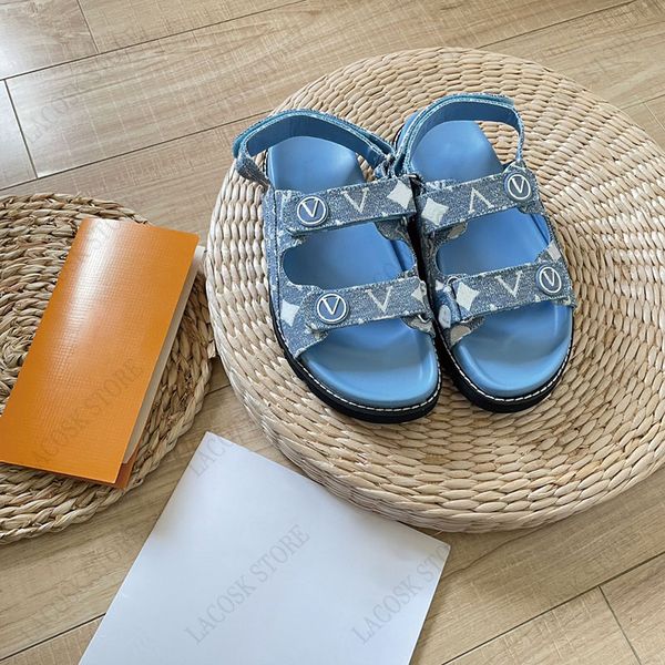 

platforms luxury sandal summer shoe for girls fashion holiday beach slipper emboss embroid letter elevating sandals with box 35-42, Black