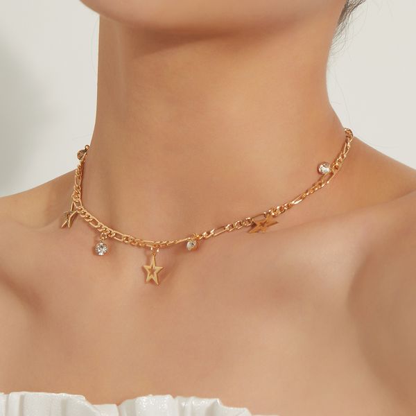 

jewelry fashion pentagram trend necklace designer jewlery for women ins collarbone chain necklace valentine's day gift luxury designer, Silver