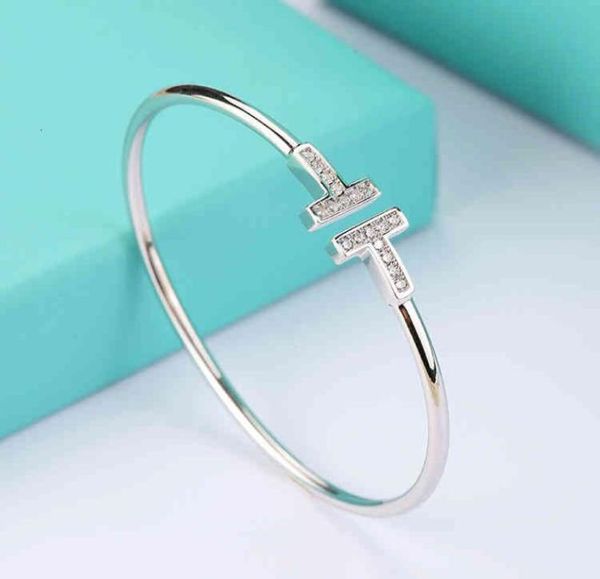 

s925 silver opening elastic narrow champagne double t bracelet5167454, Black