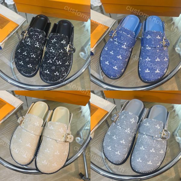 

designer slippers men sandals easy slipper leather slides platform sandal classic flat mules rubber slide letter printing loafers summer bea, Black